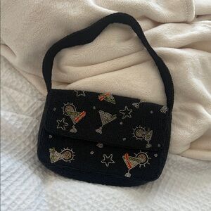 Beaded Black Shoulder Bag